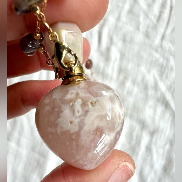 Cherry Blossom Agate POISON Essnetial Oil Bottle Neckace Pendant - Picture 4 of 9